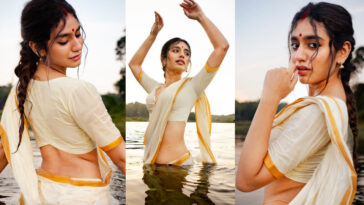 Priya Prakash Varrier in wet saree photos by the river