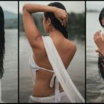 Malavika Mohanan's new white wet saree glamorous photo shoot