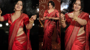 Malavika changed her traditional look and appeared glamorous on Diwali.