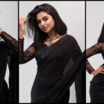 Mamitha Baiju's black saree pics